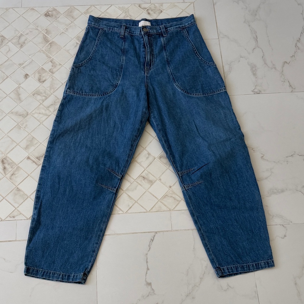 TWP Jetties Mid-Rise Barrel-Leg lightweight denim in Vintage Wash 29 - Picture 4 of 7